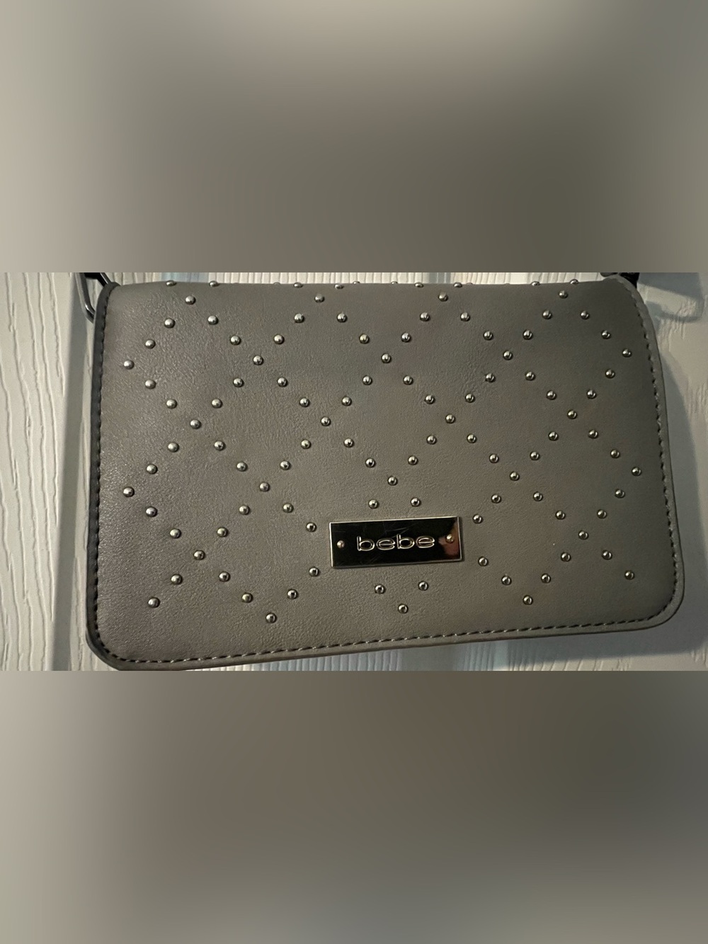 bebe Gray Studded Crossbody with Black Strap - Picture 3 of 9